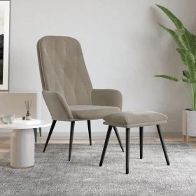 Entspannungssessel mit hellgrauem Samthocker von vidaXL, Sessel - Ref: Foro24-3097619, Preis: 109,47 €, Rabatt: %