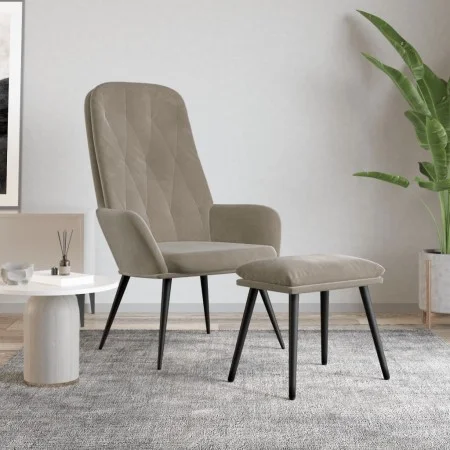 Relaxation armchair with light gray velvet stool by vidaXL, Armchairs - Ref: Foro24-3097619, Price: 109,47 €, Discount: %