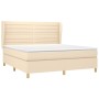 Cama box spring con colchón tela color crema 160x200 cm de vidaXL, Camas y somieres - Ref: Foro24-3128618, Precio: 615,01 €, ...