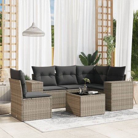 Set de muebles de jardín 6 pzas y cojines ratán sintético gris en Conjuntos de jardín | Comprar online en Foru.es