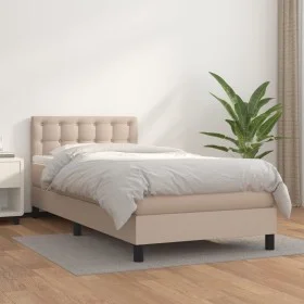 Cama box spring con colchón cuero sintético capuchino 90x190 cm de vidaXL, Camas y somieres - Ref: Foro24-3141100, Precio: 31...