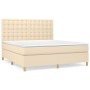 Cama box spring con colchón tela color crema 160x200 cm de vidaXL, Camas y somieres - Ref: Foro24-3142670, Precio: 608,51 €, ...