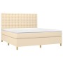 Cama box spring con colchón tela color crema 160x200 cm de vidaXL, Camas y somieres - Ref: Foro24-3142670, Precio: 608,51 €, ...