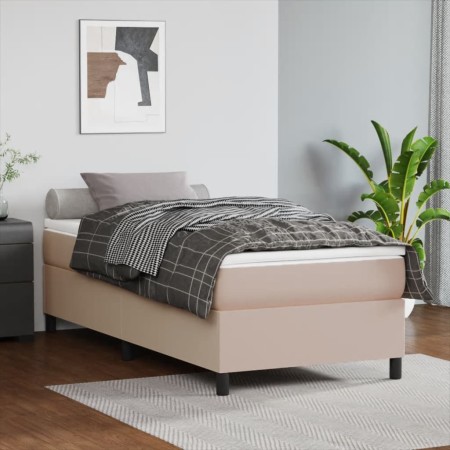 Cama box spring con colchón cuero sintético capuchino 90x190 cm de vidaXL, Camas y somieres - Ref: Foro24-3144583, Precio: 28...