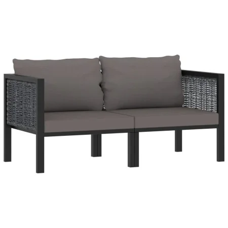 Sofá de 2 plazas con cojines ratán sintético antracita de vidaXL, Conjuntos de jardín - Ref: Foro24-49399, Precio: 204,49 €, ...