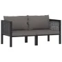 Sofá de 2 plazas con cojines ratán sintético antracita de vidaXL, Conjuntos de jardín - Ref: Foro24-49399, Precio: 204,49 €, ...