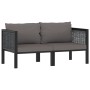 Sofá de 2 plazas con cojines ratán sintético antracita de vidaXL, Conjuntos de jardín - Ref: Foro24-49399, Precio: 206,55 €, ...