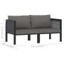 Sofá de 2 plazas con cojines ratán sintético antracita de vidaXL, Conjuntos de jardín - Ref: Foro24-49399, Precio: 204,49 €, ...