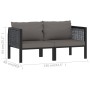 Sofá de 2 plazas con cojines ratán sintético antracita de vidaXL, Conjuntos de jardín - Ref: Foro24-49399, Precio: 206,55 €, ...