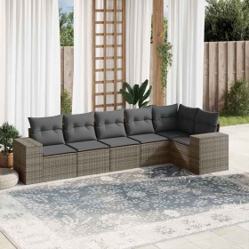 Set de muebles de jardín 6 pzas y cojines ratán sintético gris en Conjuntos de jardín | Comprar online en Foru.es