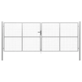 Silver galvanized steel garden gate 415x200 cm by vidaXL, garden gates - Ref: Foro24-144301, Price: 566,70 €, Discount: %