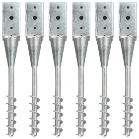 Erdspieße 6 Stück silber verzinkter Stahl 7x7x56 cm von vidaXL, Spikes zur Verankerung im Boden - Ref: Foro24-145436, Preis: ...