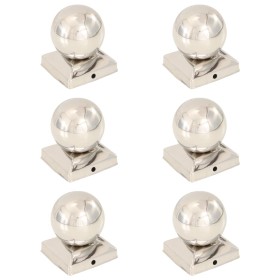 Tapas para postes 6 uds acero inoxidable globo final 91x91 mm de vidaXL, Accesorios para rejas y vallas - Ref: Foro24-145495,...