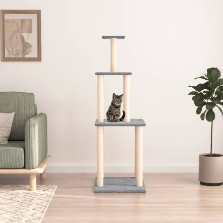 Rascador para gatos con postes de sisal gris claro 149 cm de vidaXL, Mobiliario para gatos - Ref: Foro24-171742, Precio: 39,5...