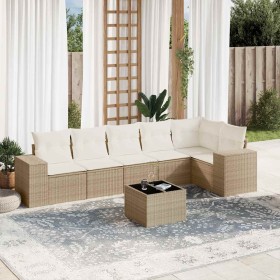 Set sofás de jardín 7 piezas y cojines ratán sintético beige en Conjuntos de jardín | Comprar online en Foru.es