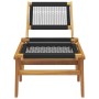 Silla de jardín con reposapiés madera maciza teca y poliéster de vidaXL, Sillas de jardín - Ref: Foro24-319155, Precio: 250,9...