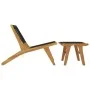 Silla de jardín con reposapiés madera maciza teca y poliéster de vidaXL, Sillas de jardín - Ref: Foro24-319155, Precio: 245,3...
