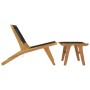 Silla de jardín con reposapiés madera maciza teca y poliéster de vidaXL, Sillas de jardín - Ref: Foro24-319155, Precio: 250,9...