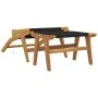 Silla de jardín con reposapiés madera maciza teca y poliéster de vidaXL, Sillas de jardín - Ref: Foro24-319155, Precio: 245,3...