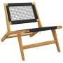 Silla de jardín con reposapiés madera maciza teca y poliéster de vidaXL, Sillas de jardín - Ref: Foro24-319155, Precio: 245,3...