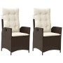 Sillones reclinables jardín con cojines marrones 2 uds ratán PE de vidaXL, Sillas de jardín - Ref: Foro24-365266, Precio: 232...