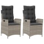 Sillones reclinables de jardín con cojines gris 2 uds ratán PE de vidaXL, Sillas de jardín - Ref: Foro24-365270, Precio: 213,...