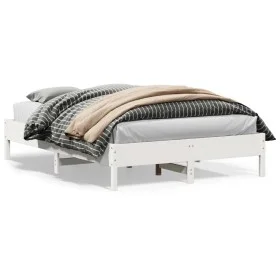 Estructura de cama madera maciza de pino blanco 140x200 cm de vidaXL, Camas y somieres - Ref: Foro24-842699, Precio: 121,92 €...