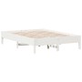 Estructura de cama de madera maciza de pino blanco 140x190 cm de vidaXL, Camas y somieres - Ref: Foro24-842715, Precio: 108,1...