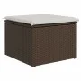 Gartenhocker mit braunem synthetischem Rattankissen 55x55x37 cm von vidaXL, Hocker für den Außenbereich - Ref: Foro24-366206,...