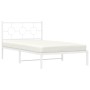 Estructura de cama de metal con cabecero blanco 107x203 cm de vidaXL, Camas y somieres - Ref: Foro24-376271, Precio: 72,03 €,...