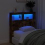 Cabecero de cama con luz LED roble ahumado 100x17x102 cm de vidaXL, Cabeceros y pies de cama - Ref: Foro24-839186, Precio: 67...