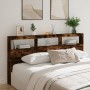 Cabecero de cama con luz LED roble ahumado 200x17x102 cm de vidaXL, Cabeceros y pies de cama - Ref: Foro24-839221, Precio: 11...