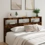 Cabecero de cama con luz LED roble ahumado 200x17x102 cm de vidaXL, Cabeceros y pies de cama - Ref: Foro24-839221, Precio: 11...