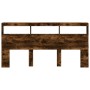Cabecero de cama con luz LED roble ahumado 200x17x102 cm de vidaXL, Cabeceros y pies de cama - Ref: Foro24-839221, Precio: 11...