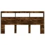 Cabecero de cama con luz LED roble ahumado 200x17x102 cm de vidaXL, Cabeceros y pies de cama - Ref: Foro24-839221, Precio: 11...