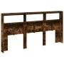 Cabecero de cama con luz LED roble ahumado 200x17x102 cm de vidaXL, Cabeceros y pies de cama - Ref: Foro24-839221, Precio: 11...