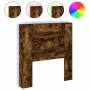 Cabecero de cama con luz LED roble ahumado 100x16,5x103,5 cm de vidaXL, Cabeceros y pies de cama - Ref: Foro24-839235, Precio...