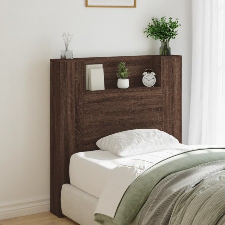 Cabecero de cama con luz LED marrón roble 100x16,5x103,5 cm de vidaXL, Cabeceros y pies de cama - Ref: Foro24-839237, Precio:...