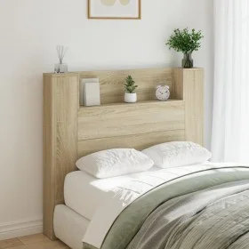 Cabecero de cama con luz LED roble Sonoma 120x16,5x103,5 cm de vidaXL, Cabeceros y pies de cama - Ref: Foro24-839240, Precio:...