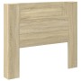 Cabecero de cama con luz LED roble Sonoma 120x16,5x103,5 cm de vidaXL, Cabeceros y pies de cama - Ref: Foro24-839240, Precio:...