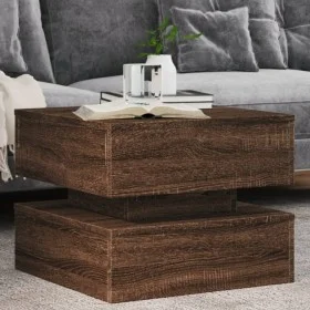 Mesa de centro con luces LED marrón roble 50x50x40 cm de vidaXL, Mesas de centro - Ref: Foro24-839860, Precio: 69,49 €, Descu...