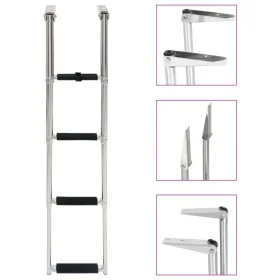 Folding boarding ladder 4 steps stainless steel by vidaXL, Boat scales - Ref: Foro24-92375, Price: 109,11 €, Discount: %