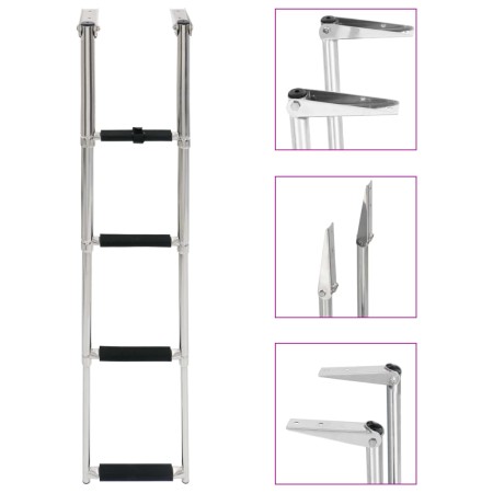 Escalera de embarque plegable 4 peldaños acero inoxidable de vidaXL, Escalas para barcos - Ref: Foro24-92375, Precio: 96,00 €...