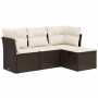 Set de sofás de jardín 4 pzas y cojines ratán sintético marrón de vidaXL, Conjuntos de jardín - Ref: Foro24-3263119, Precio: ...