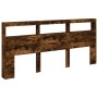Cabecero de cama con luz LED roble ahumado 220x17x102 cm de vidaXL, Cabeceros y pies de cama - Ref: Foro24-839228, Precio: 11...