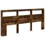 Cabecero de cama con luz LED roble ahumado 220x17x102 cm de vidaXL, Cabeceros y pies de cama - Ref: Foro24-839228, Precio: 11...