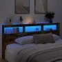 Cabecero de cama con luz LED roble ahumado 220x17x102 cm de vidaXL, Cabeceros y pies de cama - Ref: Foro24-839228, Precio: 11...