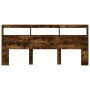 Cabecero de cama con luz LED roble ahumado 220x17x102 cm de vidaXL, Cabeceros y pies de cama - Ref: Foro24-839228, Precio: 11...