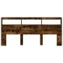 Cabecero de cama con luz LED roble ahumado 220x17x102 cm de vidaXL, Cabeceros y pies de cama - Ref: Foro24-839228, Precio: 11...