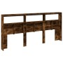 Cabecero de cama con luz LED roble ahumado 220x17x102 cm de vidaXL, Cabeceros y pies de cama - Ref: Foro24-839228, Precio: 11...
